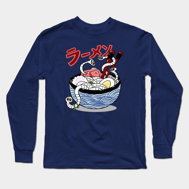 Tapeworm Goodness Tasty Ramen! Long Sleeve T-Shirt by SNK Kreatures